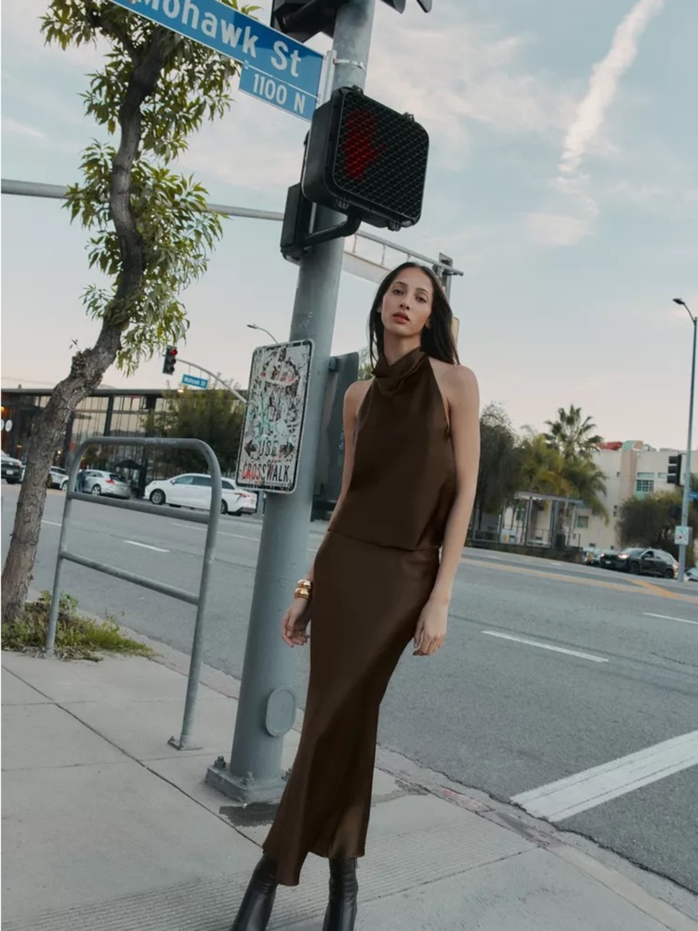 Zara Brown Halter Maxi Dress